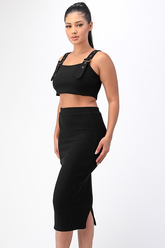 En Vogue Black Midi Skirt Set